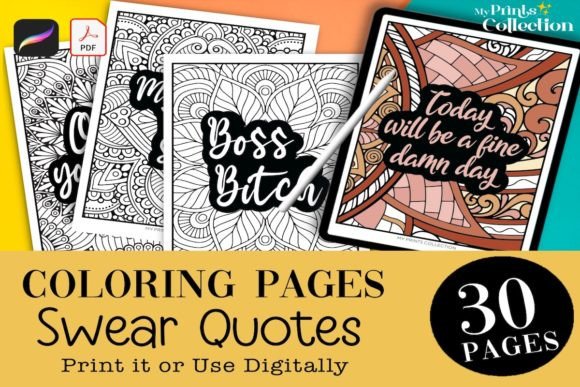 30 Swear Quotes Coloring Pages for Adults