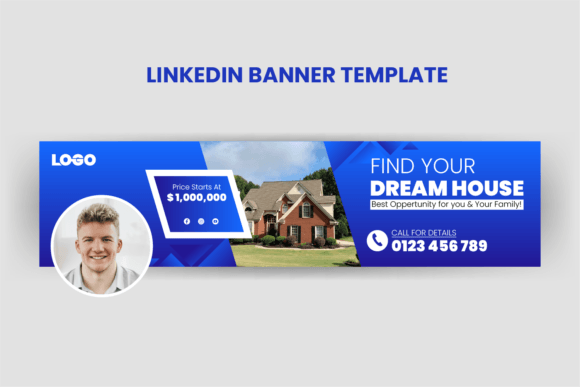 Elevating Your Professional Presence with a Blue Real Estate Agency LinkedIn Banner