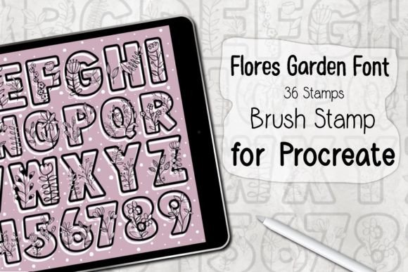 Flores Garden Font Procreate Stamp Guide