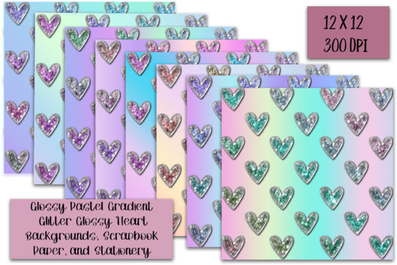 Glossy Pastel Gradient Hearts: Digital Art